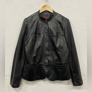 Vintage Danier Black Italian Leather Moto Jacket, Size M